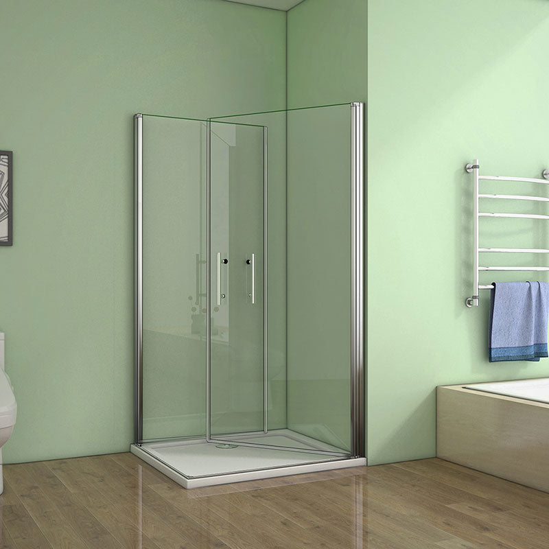 Drehtür Eckeinstieg Duschkabine 100 x 100 cm H.185 cm NANO Glas Dusche