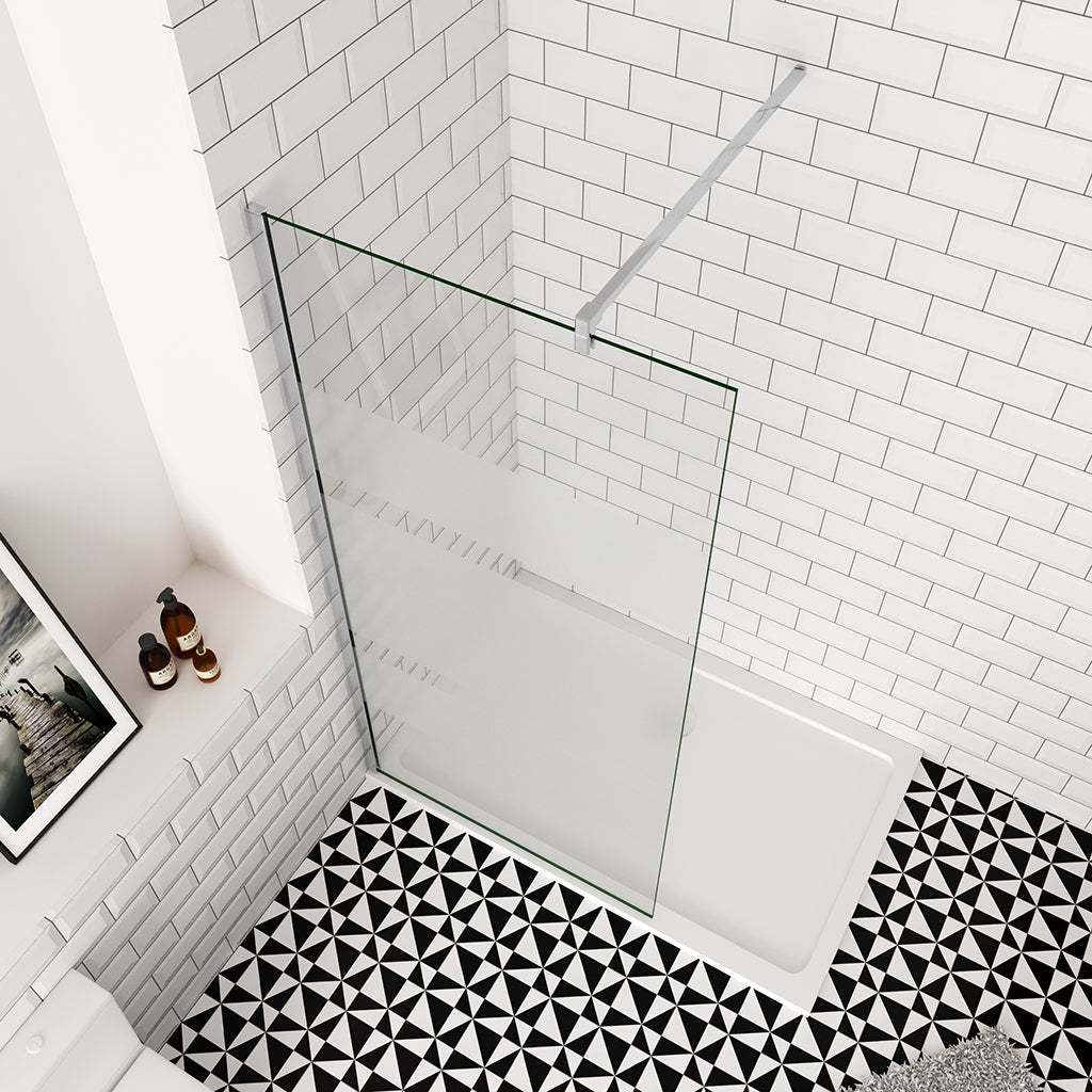 B.100 x H.190 cm 6mm NANO ESG Glas Duschabtrennung Walk-In Seitenwand ESG Glas: Gestreift