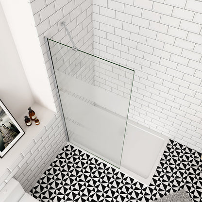 B.140 x H.190 cm 6mm NANO ESG Glas Duschwand aus MilchESG Glas-Streifen - Duschabtrennung